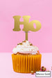 LissieLou HoHoHo Cupcake Topper Premium 3mm Acrylic Mirror Gold