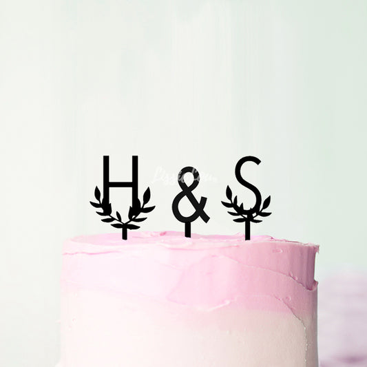 Floral Leaf Letter A - Z Cake Topper