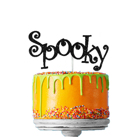 Spooky Halloween Cake Topper Glitter Card Black