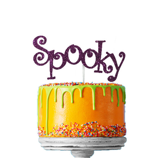 Spooky Halloween Cake Topper Glitter Card Dark Purple