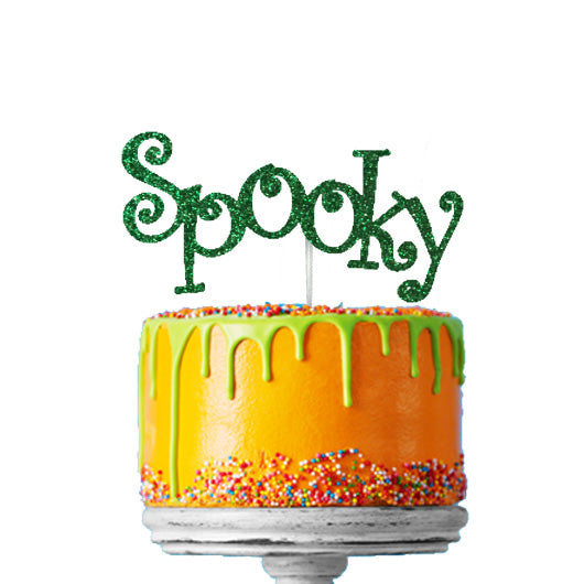Spooky Halloween Cake Topper Glitter Card Green