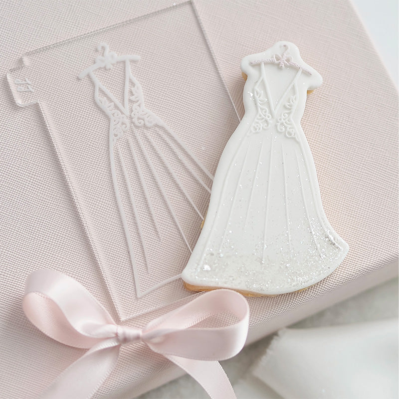 Hanging Wedding Dress Wedding Cookie Cutter and Embosser by Catherine Marie Cake