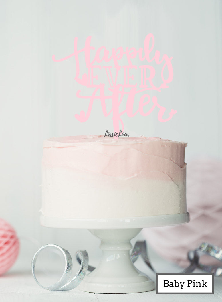 Happily Ever After Wedding Cake Topper Premium 3mm Acrylic Baby Pink