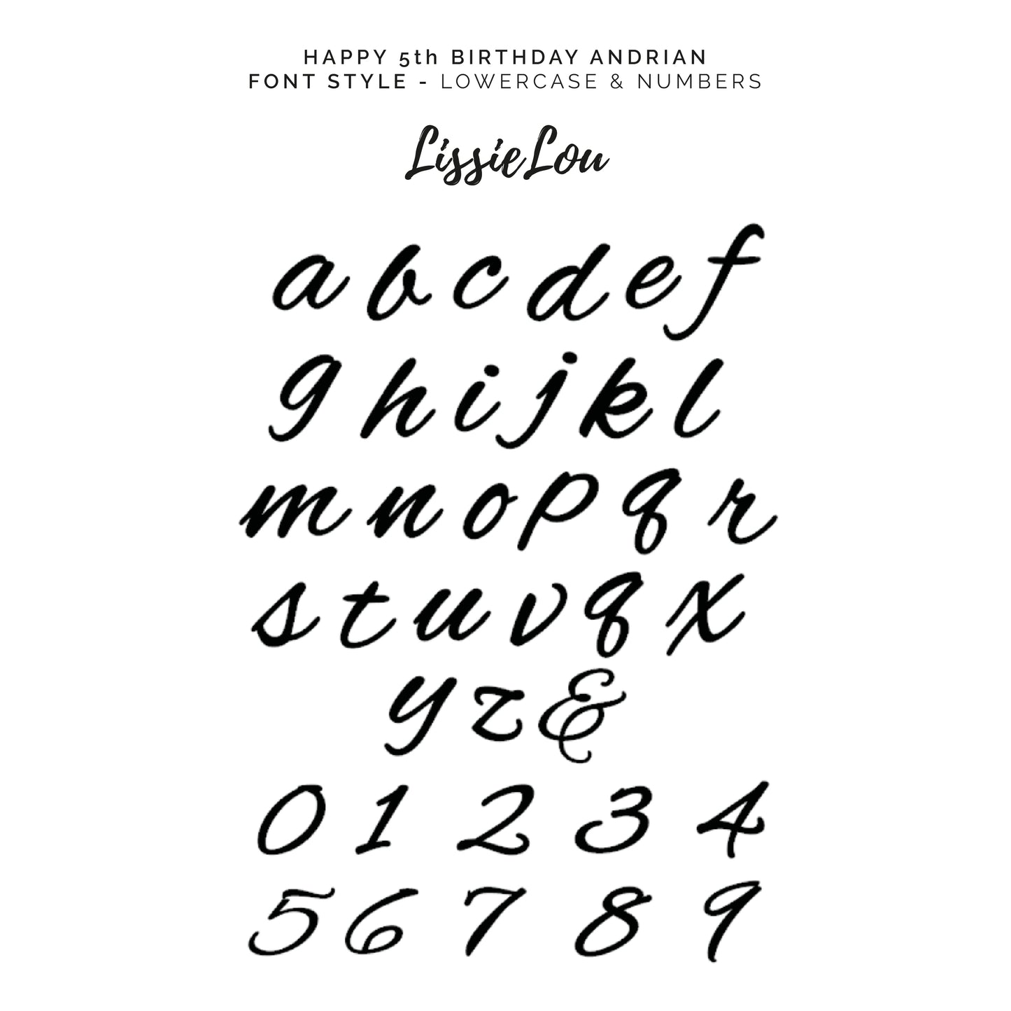 Happy 5th Birthday Andrian Font Style Name Cake Topper Premium 3mm Acrylic or Birch Wood