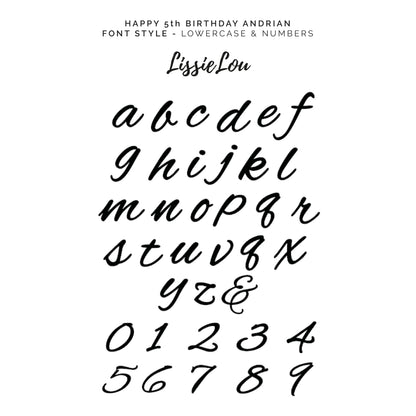 Happy 5th Birthday Andrian Font Style Name Cake Topper Premium 3mm Acrylic or Birch Wood