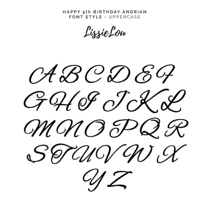 Happy 5th Birthday Andrian Font Style Name Cake Topper Premium 3mm Acrylic or Birch Wood