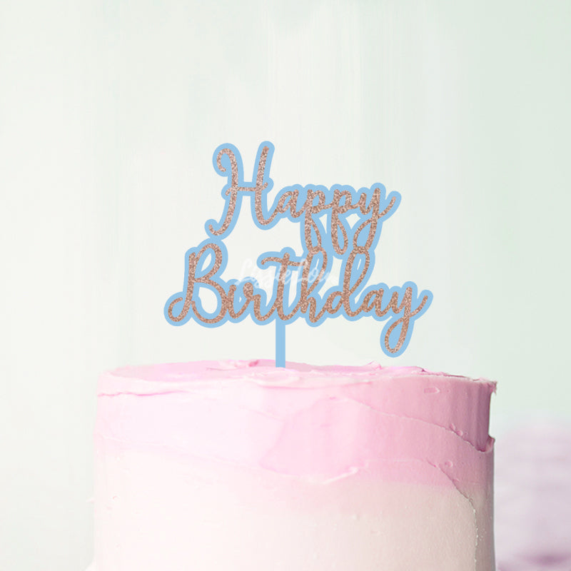 Happy Birthday Double Layer Ilesha Font Cake Topper Premium 3mm Acrylic or Birch Wood