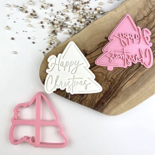 Happy Christmas with Tree Cookie Cutter and Stamp