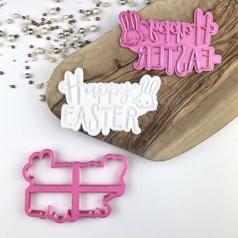 Happy Easter Style 2 with Rabbit Cookie Cutter and Stamp