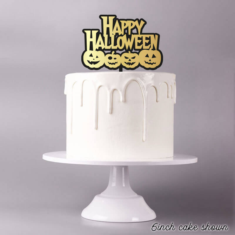 Happy Halloween with Pumpkins Double Layer Cake Topper Premium 3mm Acrylic