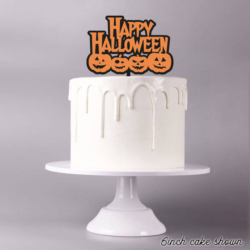 Happy Halloween with Pumpkins Double Layer Cake Topper Premium 3mm Acrylic