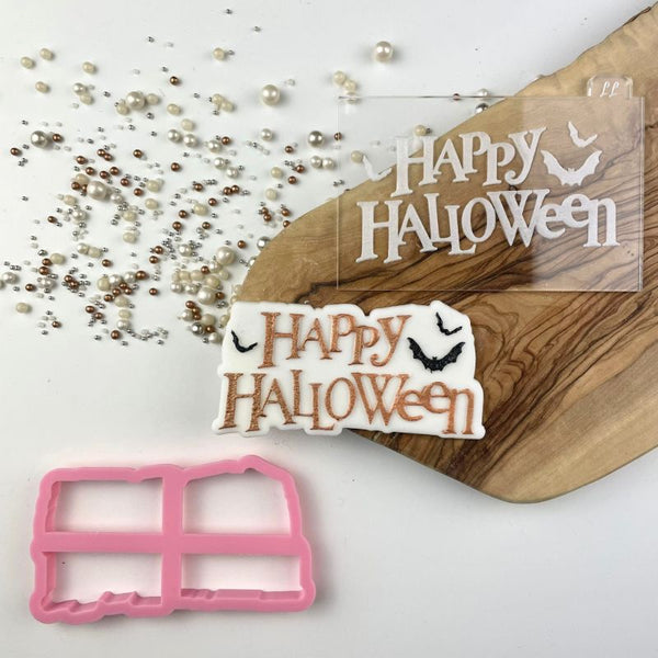 Happy Halloween with Bats Cookie Cutter and Embosser