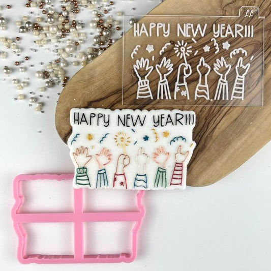 Happy New Years Celebrations Cookie Cutter and Embosser