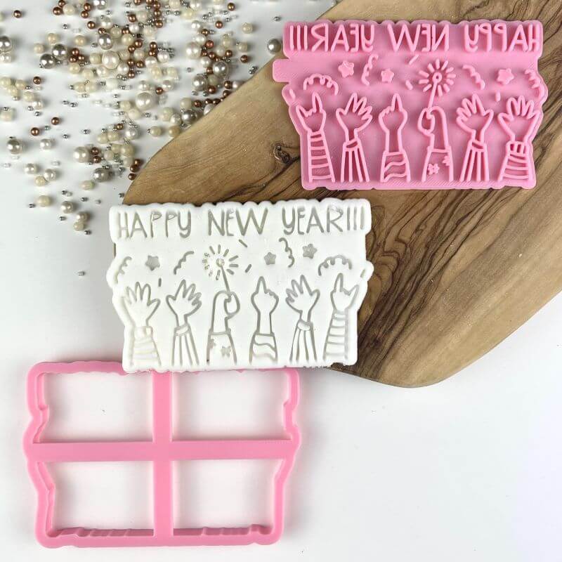 Happy New Years Celebrations Cookie Cutter and Stamp