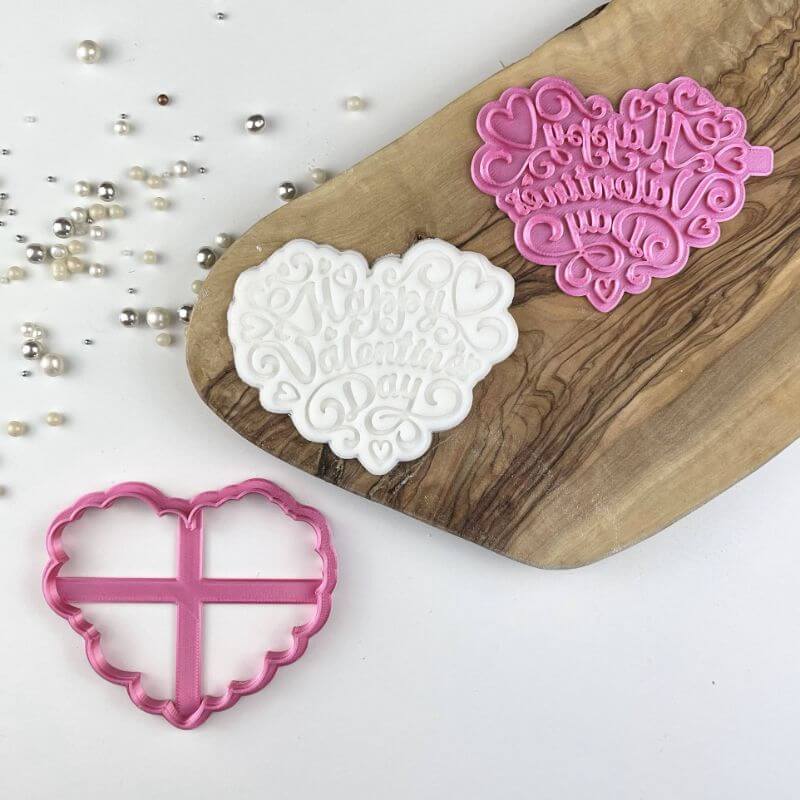 Happy Valentine's Day Style 1 Cookie Cutter and Stamp
