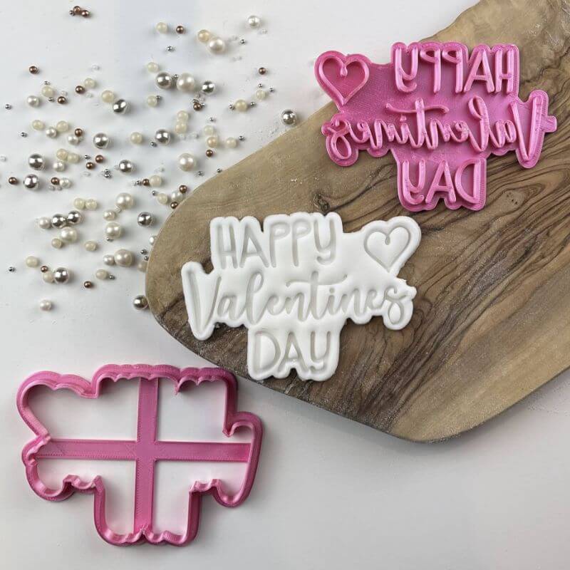 Happy Valentine's Day Style 2 Cookie Cutter and Stamp