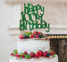Happy 100th Birthday Cake Topper Glitter Card Green
