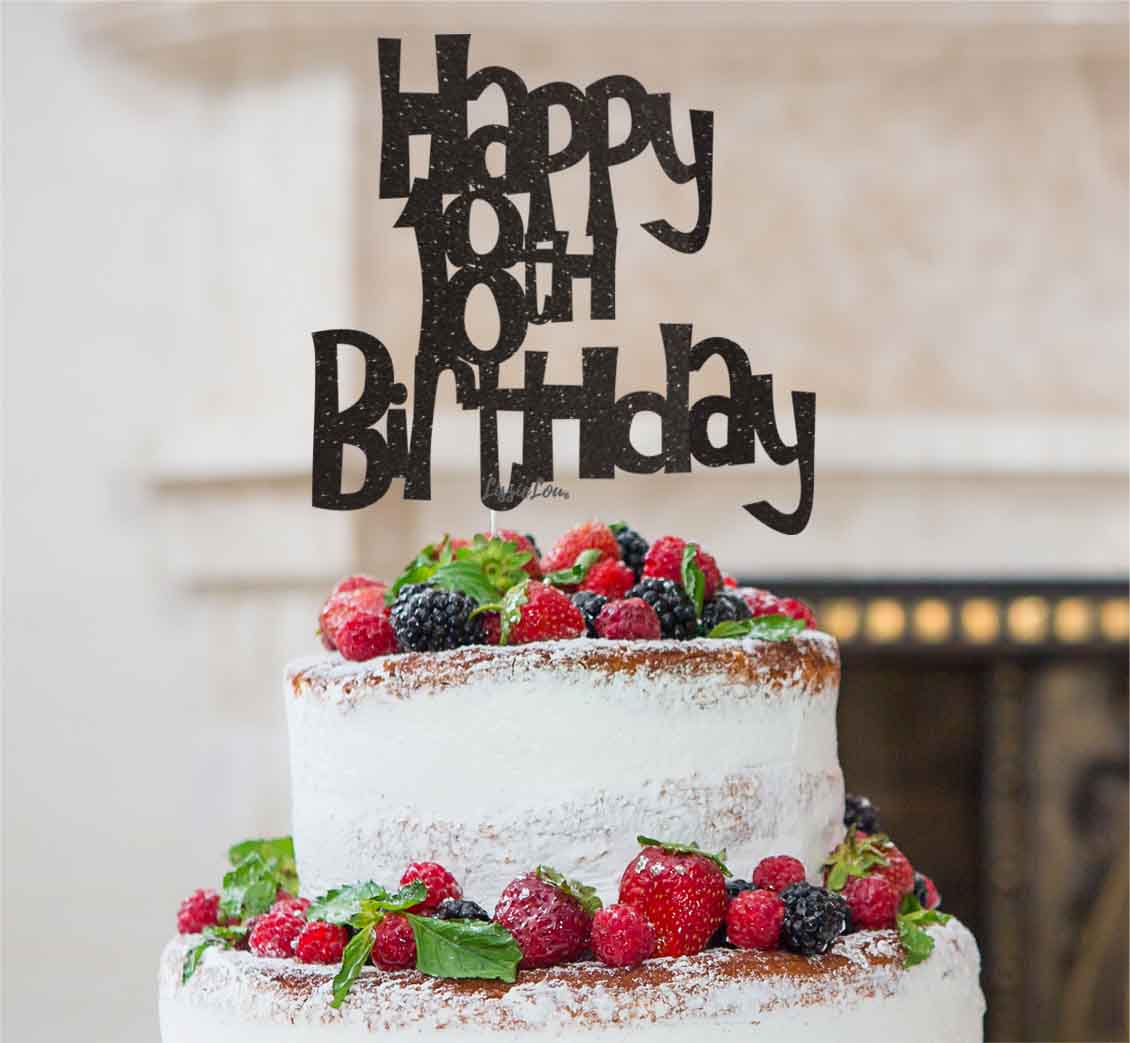Happy 18th Birthday Cake Topper Glitter Card Black