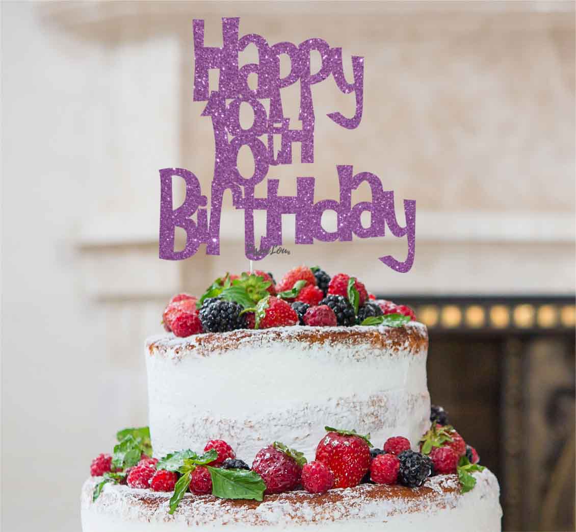 Happy 18th Birthday Cake Topper Glitter Card Light Purple