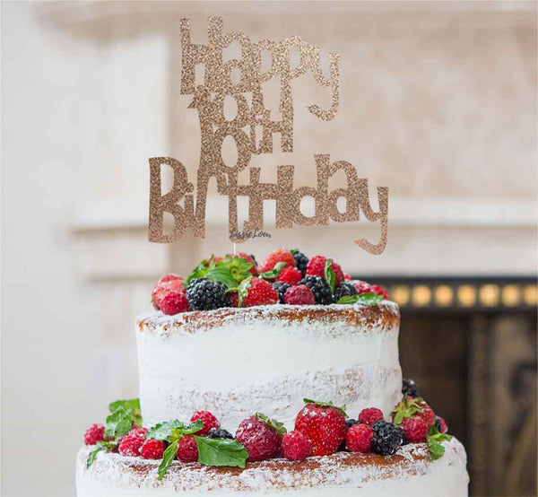 Happy 18th Birthday Cake Topper Glitter Card Rose Gold