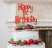 Happy 1st Birthday Cake Topper Glitter Card Red
