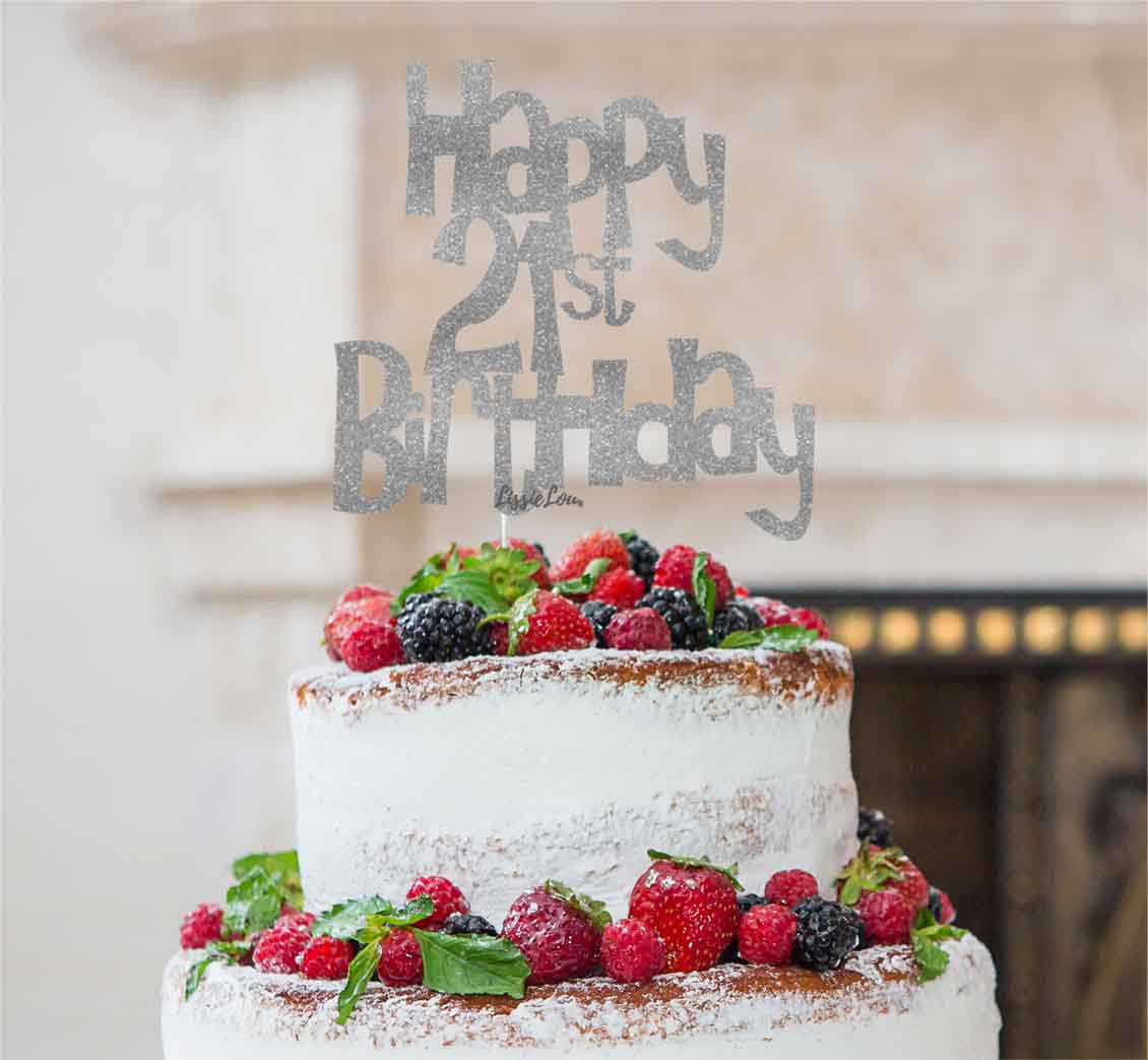 Happy 21st Birthday Cake Topper Glitter Card