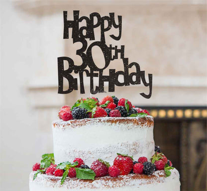 Happy 30th Birthday Cake Topper Glitter Card