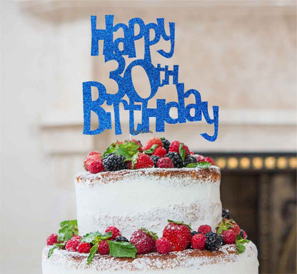 Happy 30th Birthday Cake Topper Glitter Card