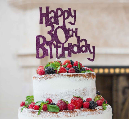 Happy 30th Birthday Cake Topper Glitter Card