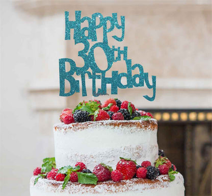 Happy 30th Birthday Cake Topper Glitter Card