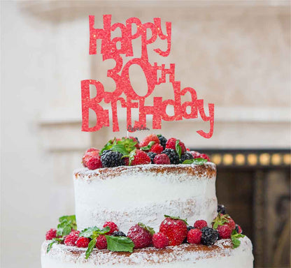 Happy 30th Birthday Cake Topper Glitter Card