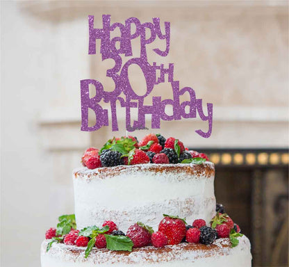 Happy 30th Birthday Cake Topper Glitter Card