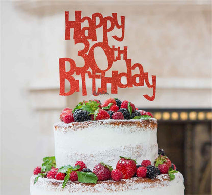 Happy 30th Birthday Cake Topper Glitter Card