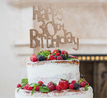 Happy 30th Birthday Cake Topper Glitter Card