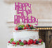 Happy 50th Birthday Cake Topper Glitter Card Hot Pink