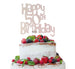 Happy 50th Birthday Cake Topper Glitter Card White
