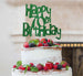 Happy 70th Birthday Cake Topper Glitter Card Green