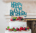 Happy 70th Birthday Cake Topper Glitter Card Light Blue
