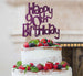 Happy 90th Birthday Cake Topper Glitter Card Dark Purple