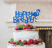 Happy Birthday Flamingo Cake Topper Glitter Card Dark Blue