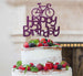 Happy Birthday Bicycle Cake Topper Glitter Card Dark Purple