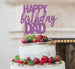 Happy Birthday Dad Cake Topper Glitter Card Light Purple
