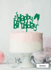 Happy Birthday Fun with Champagne Glasses Cake Topper Premium 3mm Acrylic Green