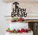 Happy Birthday Dog Cake Topper Glitter Card Black