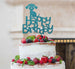 Happy Birthday Dog Cake Topper Glitter Card Light Blue
