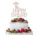 Happy Birthday Dog Cake Topper Glitter Card White