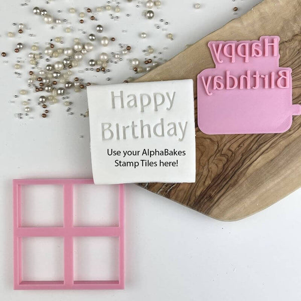 Happy Birthday Font 1 AlphaBakes Cookie Cutter and Stamp