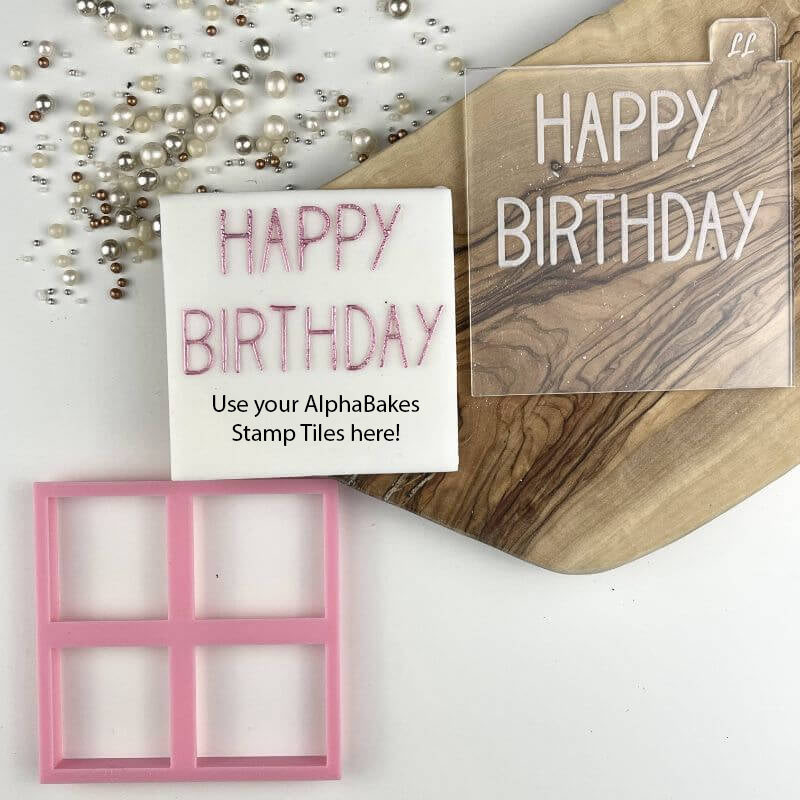 Happy Birthday Font 2 AlphaBakes Cookie Cutter and Embosser