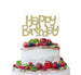 Happy Birthday Fun Cake Topper Glitter Card Gold