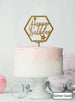 Happy Birthday with Stars Hexagon Cake Topper Premium 3mm Acrylic Glitter Gold